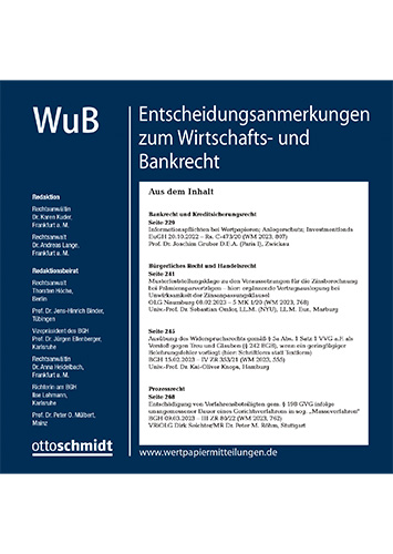 WuB Entscheidungsanmerkungen zum Wirtschafts- und Bankrecht Coverabbildung
