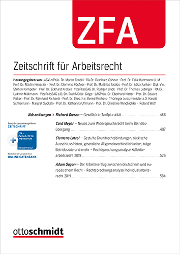 Ansicht: ZFA - Zeitschrift für Arbeitsrecht