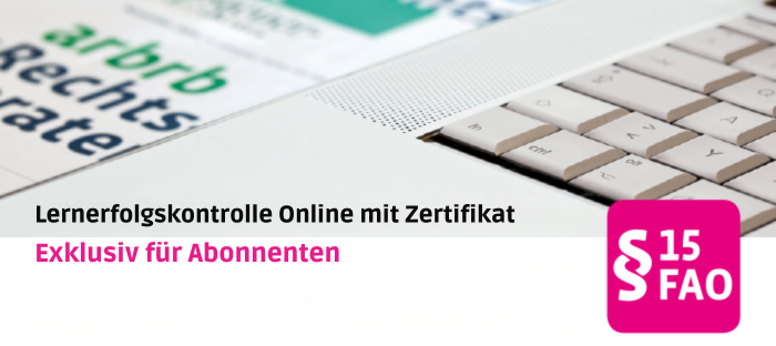 Banner text: Lernerfolgskontrolle Online mit Zertifikat. Exklusiv für Abonnenten.