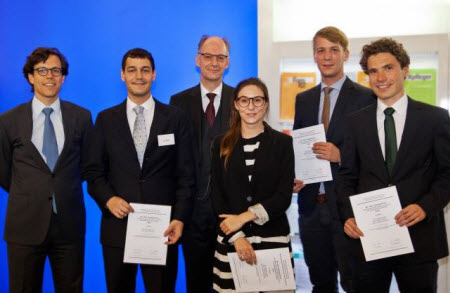 Preisträger Dr. Thomale, Dr. Geier, Verleger Prof. Hey, Preisträger Zembala, Becker, Kornwachs