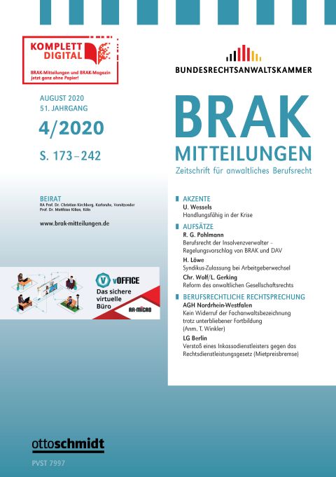 BRAK Mitteilungen - Zeitschrift für anwaltliches Berufsrecht