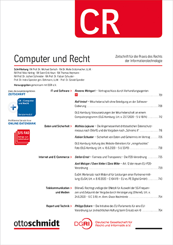 Ansicht: Computer und Recht - CR