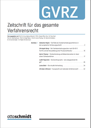 Ansicht: GVRZ - Zeitschrift für das gesamte Verfahrensrecht