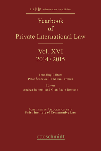 Yearbook of Private International Law Vol. XVI - 2014/2015