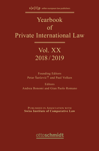 Ansicht: Yearbook of Private International Law Vol. XX - 2018/2019