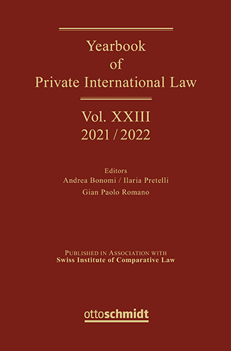 Ansicht: Yearbook of Private International Law Vol. XXIII - 2021/2022